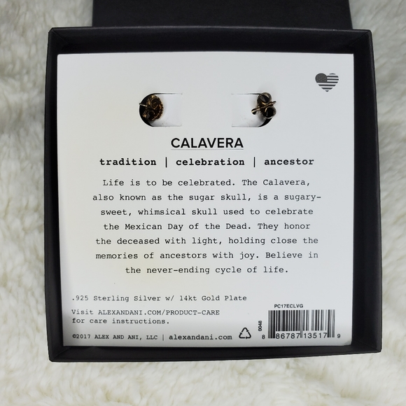 ❤ALEX AND ANI❤ - Sugar Skull Earrings - Gold and Silver - Picture 4 of 5